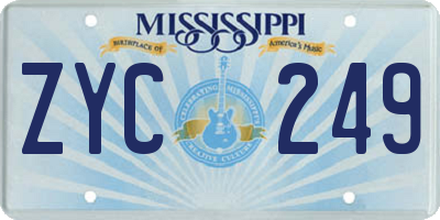 MS license plate ZYC249