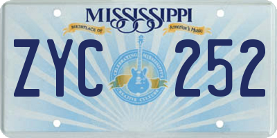 MS license plate ZYC252