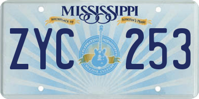 MS license plate ZYC253