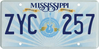 MS license plate ZYC257