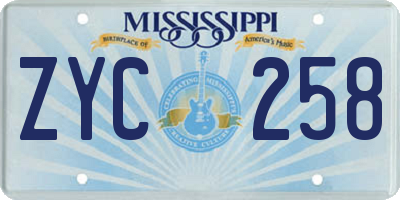 MS license plate ZYC258