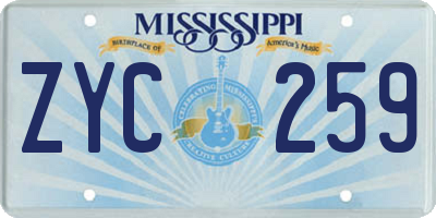MS license plate ZYC259