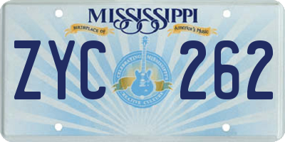 MS license plate ZYC262