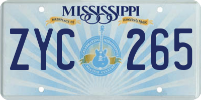 MS license plate ZYC265
