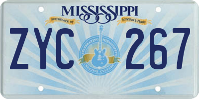 MS license plate ZYC267