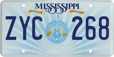 MS license plate ZYC268