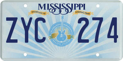 MS license plate ZYC274