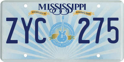 MS license plate ZYC275
