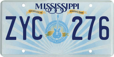 MS license plate ZYC276