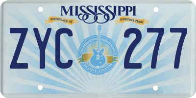 MS license plate ZYC277