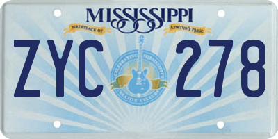 MS license plate ZYC278