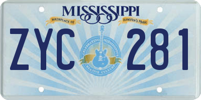 MS license plate ZYC281