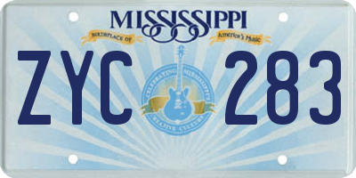 MS license plate ZYC283