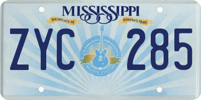 MS license plate ZYC285