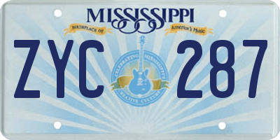 MS license plate ZYC287