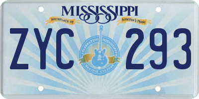 MS license plate ZYC293