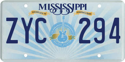 MS license plate ZYC294