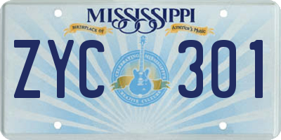 MS license plate ZYC301
