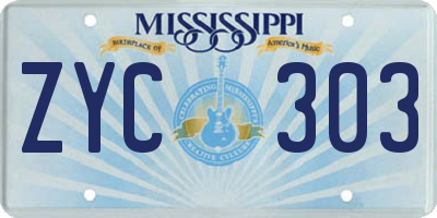 MS license plate ZYC303