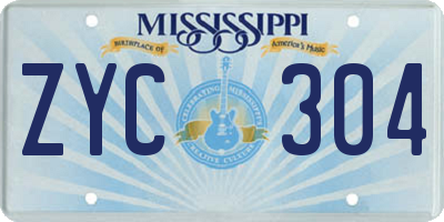 MS license plate ZYC304