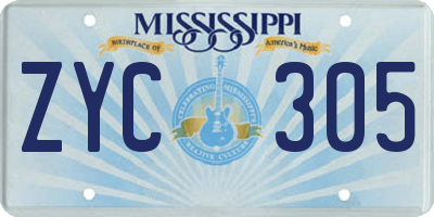 MS license plate ZYC305