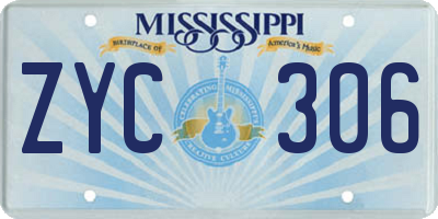 MS license plate ZYC306