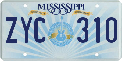 MS license plate ZYC310