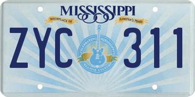 MS license plate ZYC311
