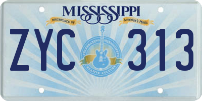 MS license plate ZYC313