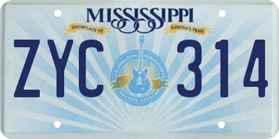 MS license plate ZYC314