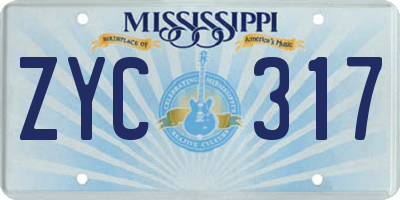 MS license plate ZYC317