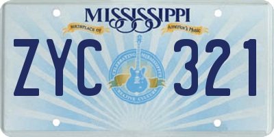 MS license plate ZYC321