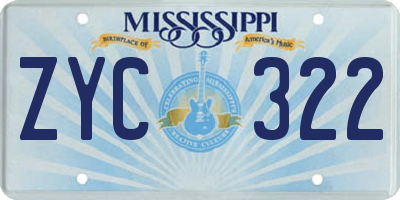 MS license plate ZYC322