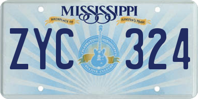MS license plate ZYC324