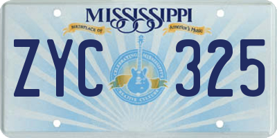 MS license plate ZYC325