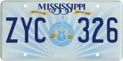 MS license plate ZYC326
