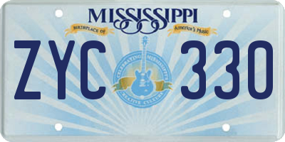 MS license plate ZYC330