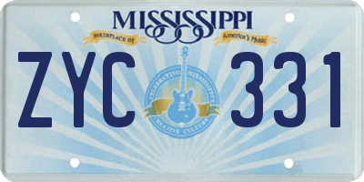 MS license plate ZYC331