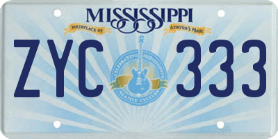 MS license plate ZYC333