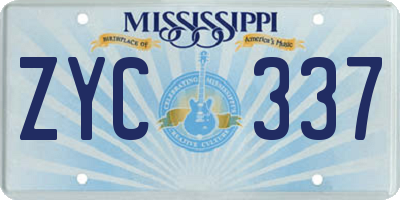 MS license plate ZYC337
