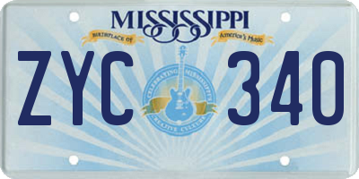 MS license plate ZYC340