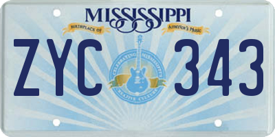 MS license plate ZYC343