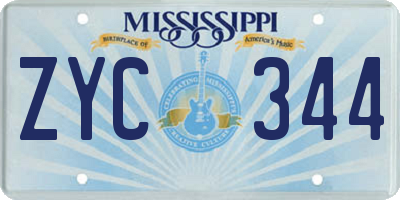 MS license plate ZYC344