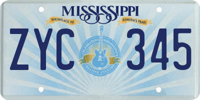 MS license plate ZYC345