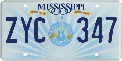 MS license plate ZYC347