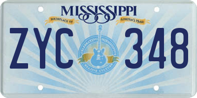 MS license plate ZYC348