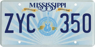 MS license plate ZYC350