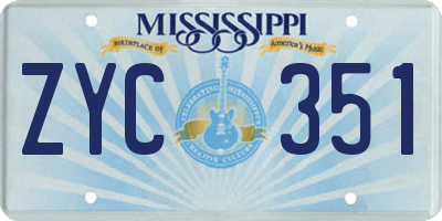 MS license plate ZYC351