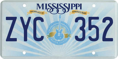 MS license plate ZYC352