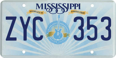 MS license plate ZYC353